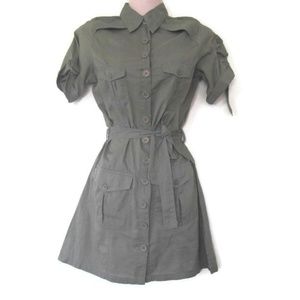 y2k vintage army drab tunic top shirt size extra small xs xxs